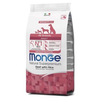 Monge Adult All Breeds Beef&Rice sausas pašaras šunims, jautiena, ryžiai; 2.5kg, 12kg Monge Adult All Breeds Beef&Rice sausas pašaras šunims, jautiena, ryžiai; 2.5kg, 12kg