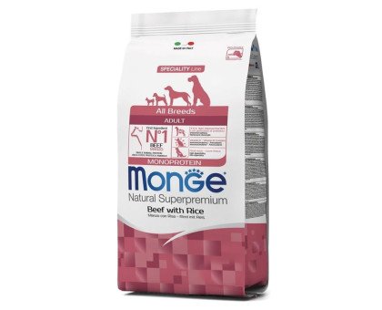 Monge Adult All Breeds Beef&Rice sausas pašaras šunims, jautiena, ryžiai; 2.5kg, 12kg