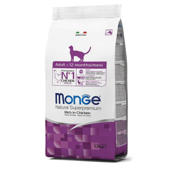 Monge Cat Natural Superpremium Chicken sausas pašaras katėms, vištiena; 1.5kg, 10kg Monge Cat Natural Superpremium Chicken sausas pašaras katėms, vištiena; 1.5kg, 10kg