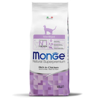 Monge Cat Natural Superpremium Sterilised Chicken sausas pašaras katėms, vištiena; 1.5kg, 10kg Monge Cat Natural Superpremium Sterilised Chicken sausas pašaras katėms, vištiena; 1.5kg, 10kg
