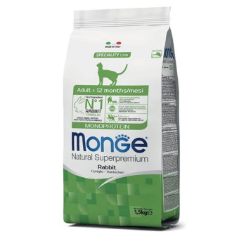 Monge Cat Natural Speciality Monoprotein Rabbit sausas pašaras katėms, triušiena; 1.5kg, 10kg Monge Cat Natural Speciality Monoprotein Rabbit sausas pašaras katėms, triušiena; 1.5kg, 10kg