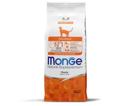 Monge Cat Natural Speciality Monoprotein Sterilized Duck sausas pašaras katėms, antiena; 1.5kg, 10kg