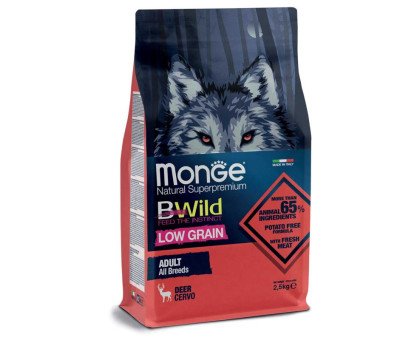 Monge BWILD Adult All Breeds Deer sausas pašaras šunims, elniena; 2.5kg, 12kg