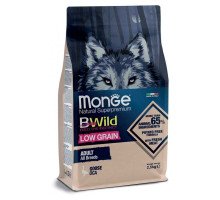 Monge BWILD Adult All Breeds Goose sausas pašaras šunims, žasiena; 2.5kg, 12kg