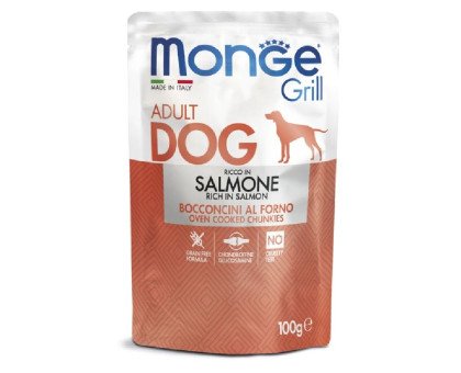 Monge Grill Mix Adult Dog Salmon/Pork/Lamb konservuotas pašaras šunims, ėriena, kiauliena, lašiša; 12x100g