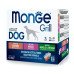 Monge Grill Mix Adult Dog Salmon/Pork/Lamb konservuotas pašaras šunims, ėriena, kiauliena, lašiša; 12x100g