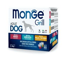 Monge Grill Mix Adult Dog Beef/Cod/Chicken konservuotas pašaras šunims, jautiena, žuvis, vištiena; 12x100g