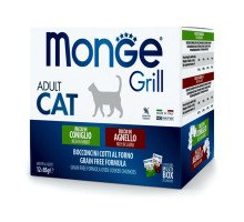 Monge Grill Mix Adult Cat Rabbit/Lamb konservuotas pašaras katėms, ėriena, triušiena; 12x85g