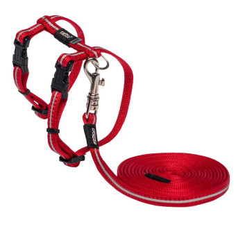 Rogz Alley Cat petnešos Ir pavadėlis katėms, raudonos spalvos; 24-40cm Rogz Alley Cat petnešos Ir pavadėlis katėms, raudonos spalvos; 24-40cm