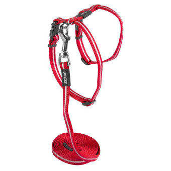 Rogz Alley Cat petnešos Ir pavadėlis katėms, raudonos spalvos; 24-40cm Rogz Alley Cat petnešos Ir pavadėlis katėms, raudonos spalvos; 24-40cm