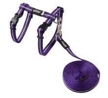 Rogz Alley Cat petnešos Ir pavadėlis katėms, violetinės spalvos; 24-40cm