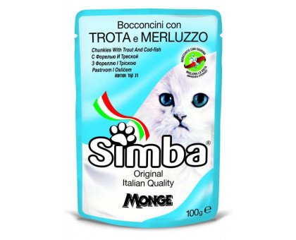 Simba Cat Chunkies Trout&Cod konservuotas pašaras katėms, upėtakis, menkė; 100g