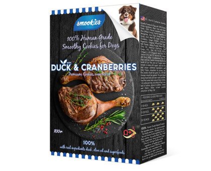 Smookies Duck & Cranberries sausainiai šunims, spanguolės ir antiena; 200g