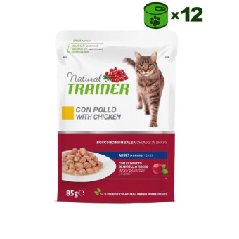 Trainer Natural Adult Cat Chicken konservuotas pašaras katėms, vištiena; 12x85g