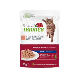 Trainer Natural Adult Cat Salmon konservuotas pašaras katėms, lašiša; 12x85g Trainer Natural Adult Cat Salmon konservuotas pašaras katėms, lašiša; 12x85g