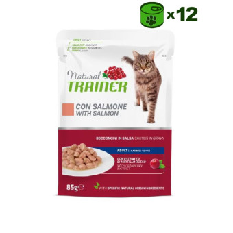 Trainer Natural Adult Cat Salmon konservuotas pašaras katėms, lašiša; 12x85g Trainer Natural Adult Cat Salmon konservuotas pašaras katėms, lašiša; 12x85g