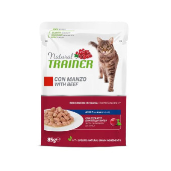 Trainer Natural Adult Cat Beef konservuotas pašaras katėms, jautiena; 12x85g Trainer Natural Adult Cat Beef konservuotas pašaras katėms, jautiena; 12x85g