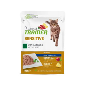 Trainer Natural Cat Sensitive Lamb konservuotas pašaras katėms, ėriena; 12x85g Trainer Natural Cat Sensitive Lamb konservuotas pašaras katėms, ėriena; 12x85g