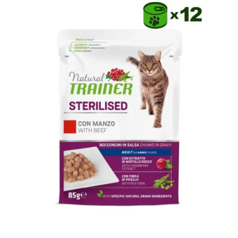 Trainer Natural Cat Sterilised Beef konservuotas pašaras katėms, jautiena; 12x85g Trainer Natural Cat Sterilised Beef konservuotas pašaras katėms, jautiena; 12x85g