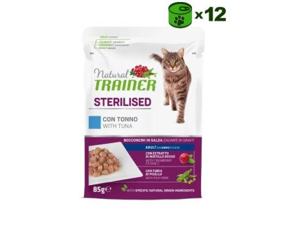 Trainer Natural Cat Sterilised Tuna konservuotas pašaras katėms, tunas; 12x85g