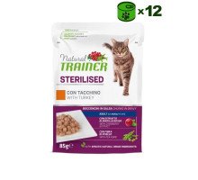 Trainer Natural Cat Sterilised Turkey konservuotas pašaras katėms, kalakutiena; 12x85g