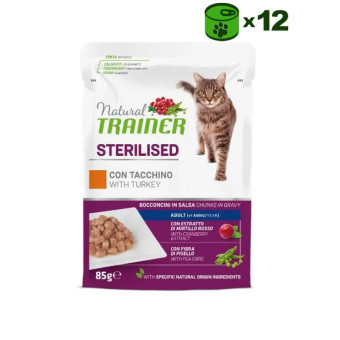 Trainer Natural Cat Sterilised Turkey konservuotas pašaras katėms, kalakutiena; 12x85g Trainer Natural Cat Sterilised Turkey konservuotas pašaras katėms, kalakutiena; 12x85g