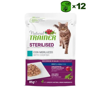 Trainer Natural Cat Sterilised Codfish konservuotas pašaras katėms, menkė; 12x85g Trainer Natural Cat Sterilised Codfish konservuotas pašaras katėms, menkė; 12x85g