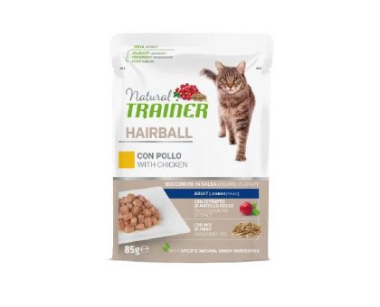 Trainer Natural Cat Hairball Chicken konservuotas pašaras katėms, vištiena; 12x85g