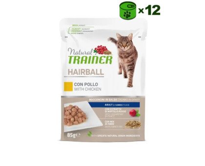 Trainer Natural Cat Hairball Chicken konservuotas pašaras katėms, vištiena; 12x85g