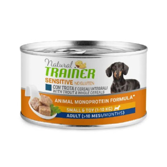 Trainer Sensitive no gluten Adult Dog Mini Trout konservuotas pašaras suaugusiems šunims mažų veislių, upėtakis; 150g