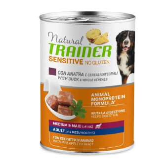 Trainer Sensitive no gluten Adult Dog Duck konservuotas pašaras suaugusiems šunims vidutinių ir didelių veislių, antiena; 400g Trainer Sensitive no gluten Adult Dog Duck konservuotas pašaras suaugusiems šunims vidutinių ir didelių veislių, antiena; 400g