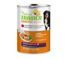 Trainer Sensitive no gluten Adult Dog Rabbit konservuotas pašaras suaugusiems šunims vidutinių ir didelių veislių, triušiena; 400g