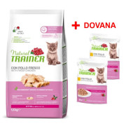 Trainer Natural Kitten Fresh Chicken sausas pašaras kačiukams, vištiena; 1.5kg+2x85g