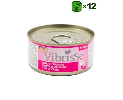 Vibrisse Tonno e Granchio konservuotas pašaras katėms, tunas, krabai; 12x70g