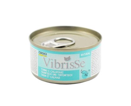 Vibrisse Tuno e Calamari konservuotas pašaras katėms, tunas, kalmarai; 12x70g