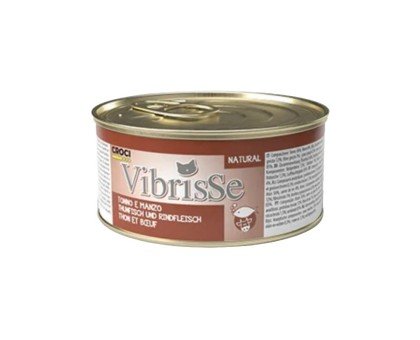 Vibrisse Tonno e Manzo konservuotas pašaras katėms, tunas, jautiena; 12x70g